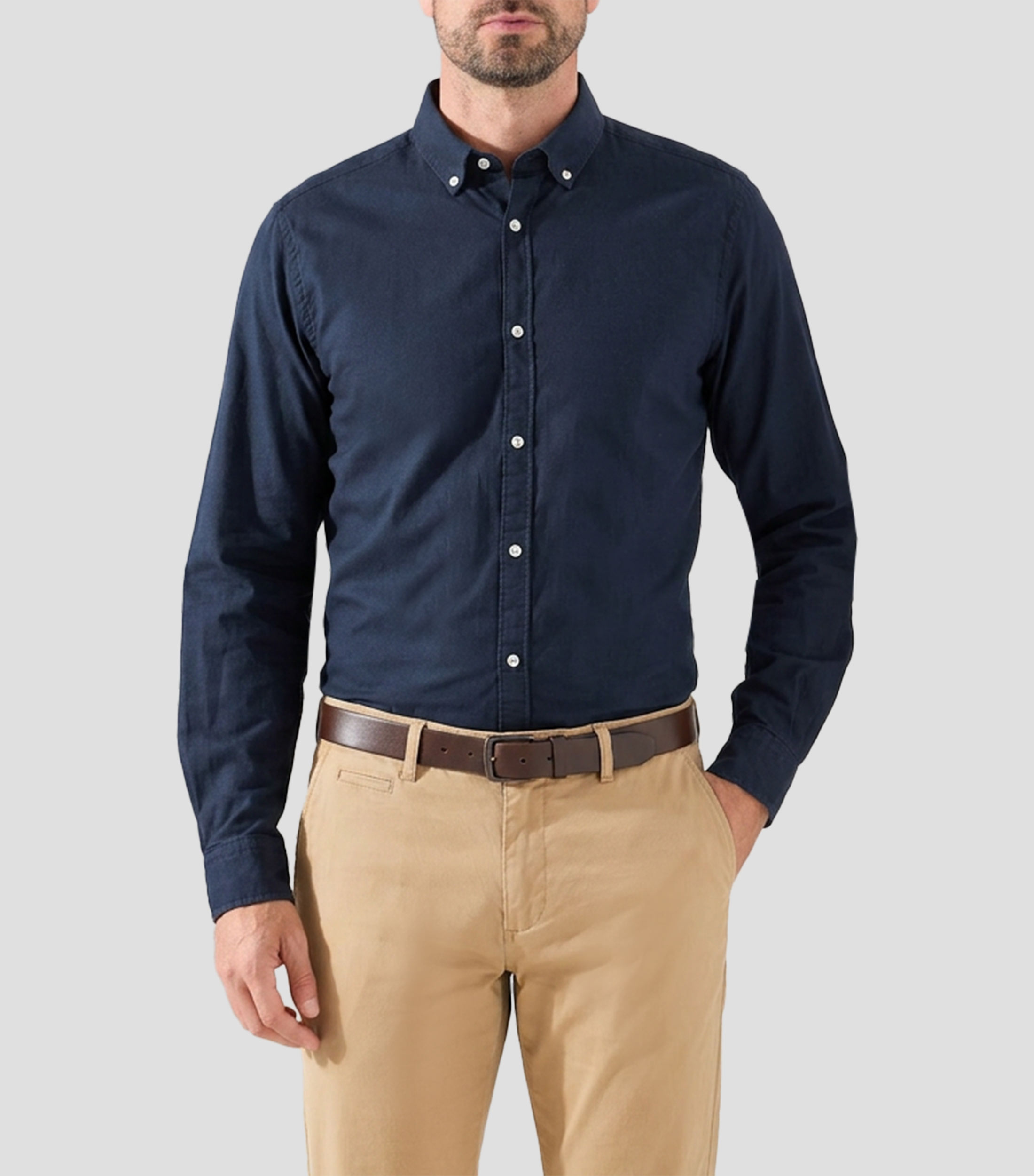 Camisa lisa manga larga Hombre